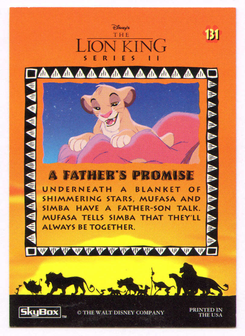 
                  
                    James Earl Jones as Mufasa in The Lion King Signed Skybox Series II Trading Card #131
                  
                
