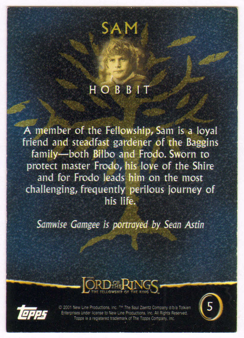 
                  
                    Sean Astin as Samwise Gamgee in The Lord of the Rings: The Fellowship of the Ring Signed Topps Trading Card #5
                  
                