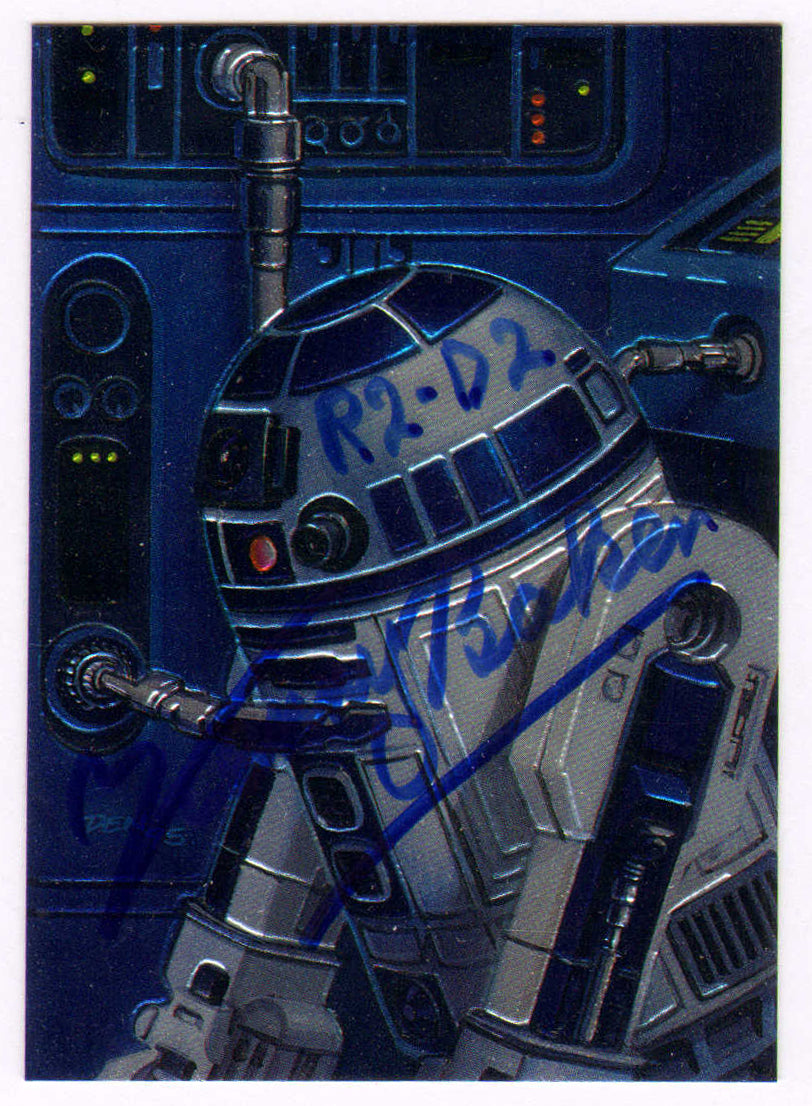 
                  
                    Kenny Baker as R2-D2 in Star Wars Signed 'Star Wars Finest' Topps Trading Card #83 with Character Name
                  
                
