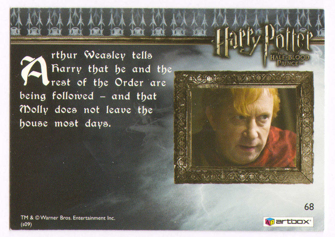 
                  
                    Mark Williams as Arthur Weasley in Harry Potter & the Half-Blood Prince Signed 'We're Being Followed' Artbox Trading Card #68
                  
                