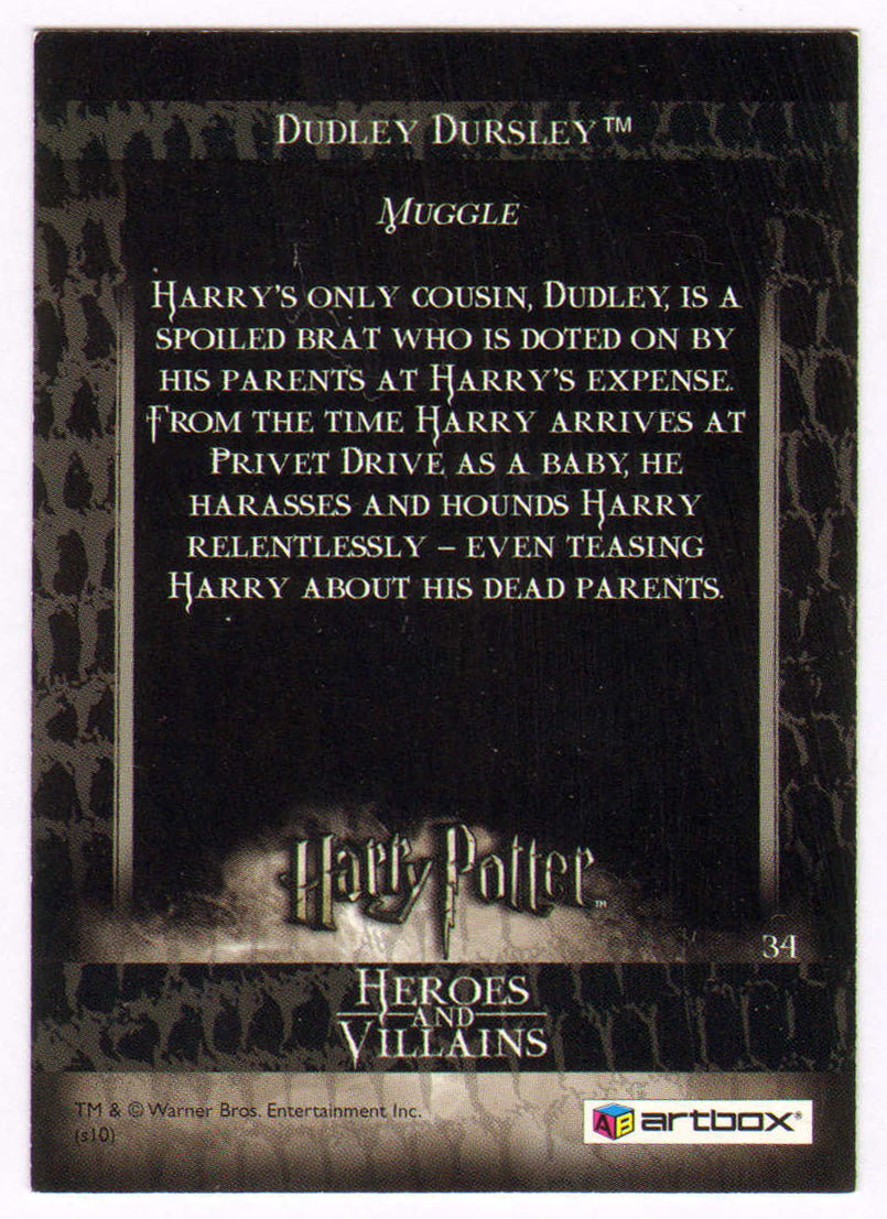 
                  
                    Harry Melling as Dudley Dursley in Harry Potter & the Order of the Phoneix Signed 'Heroes & Villians' Artbox Trading Card #34
                  
                