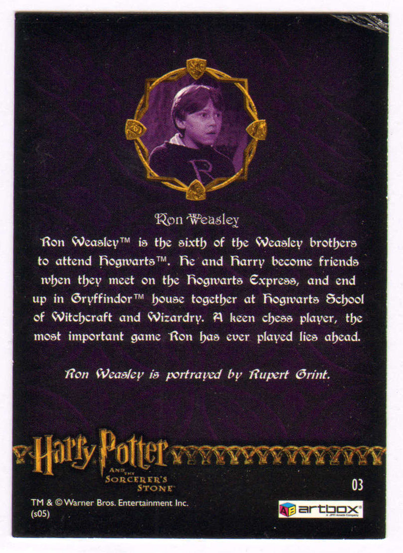 
                  
                    Rupert Grint as Ron Weasley in Harry Potter & the Sorcerer's Stone Signed Artbox Trading Card #03
                  
                