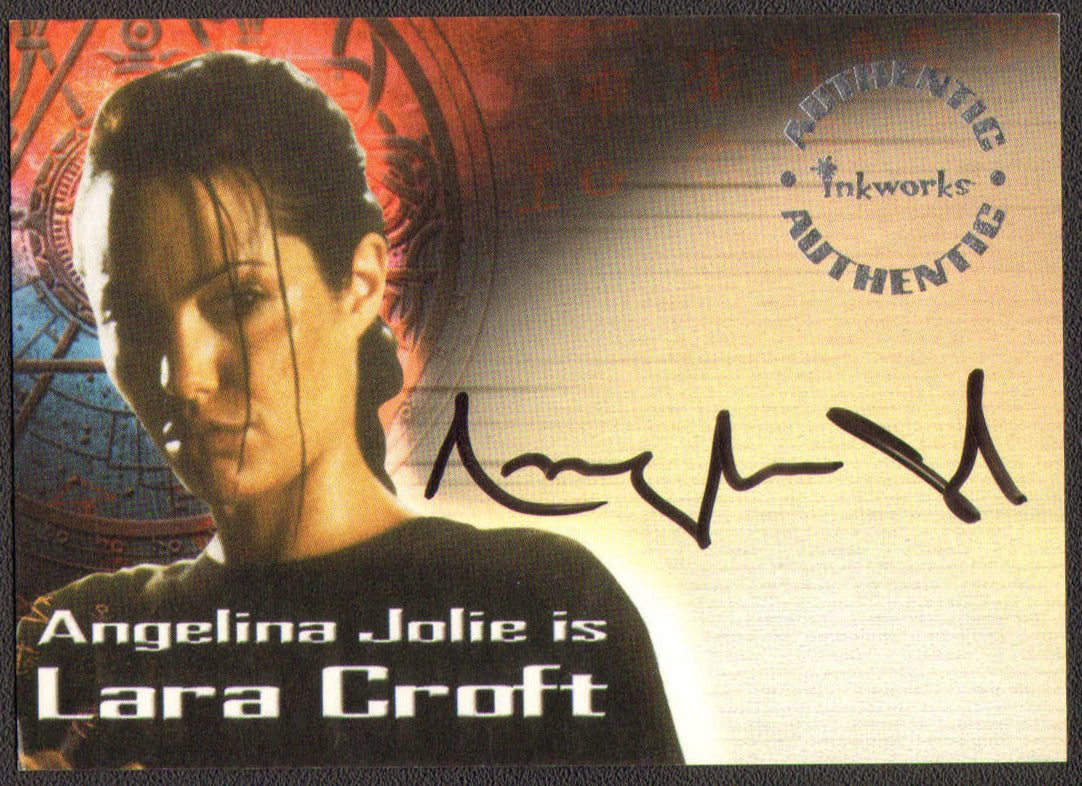 
                  
                    Angelina Jolie as Lara Croft in Lara Croft: Tomb Raider Signed Inkworks Trading Card
                  
                