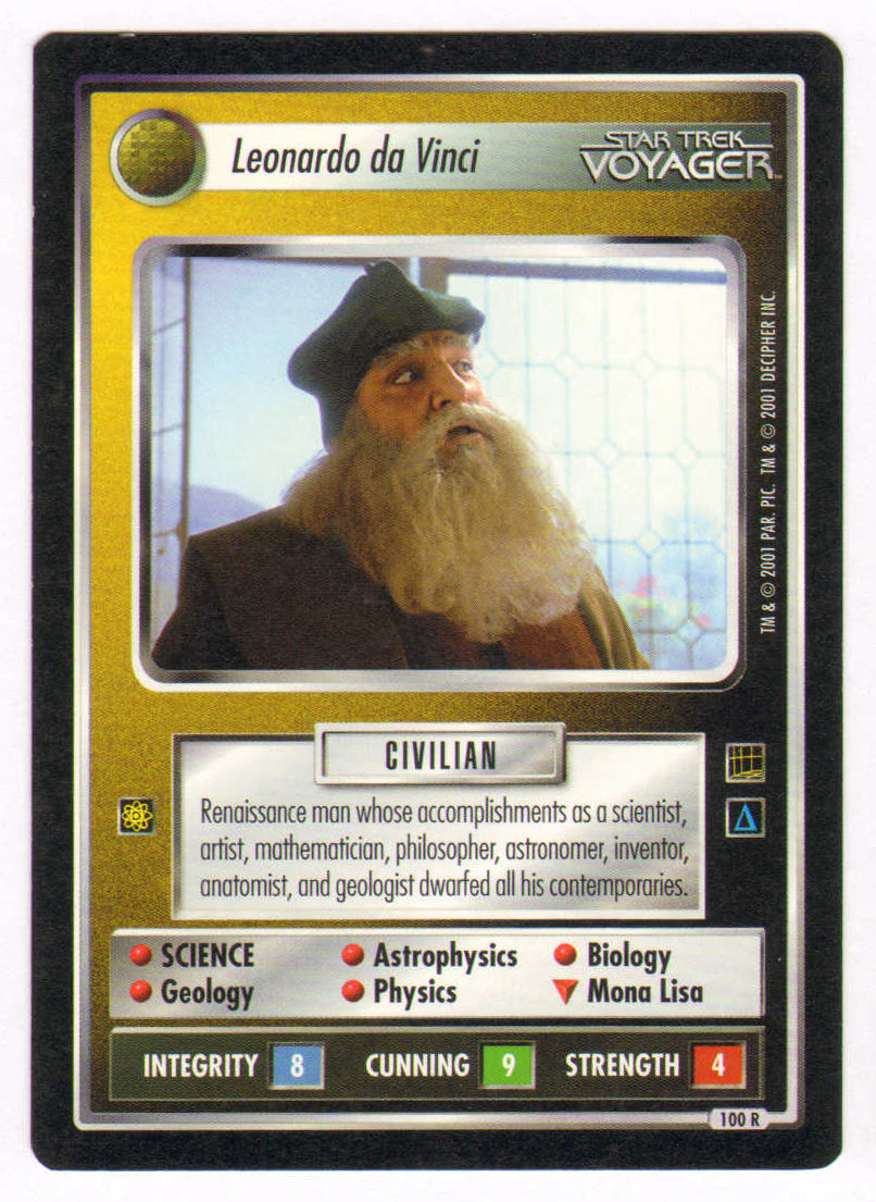 
                  
                    John Rhys-Davies as Leonardi Da Vinci in Star Trek: Voyager Signed Star Trek CCG Trading Card with Character Name
                  
                