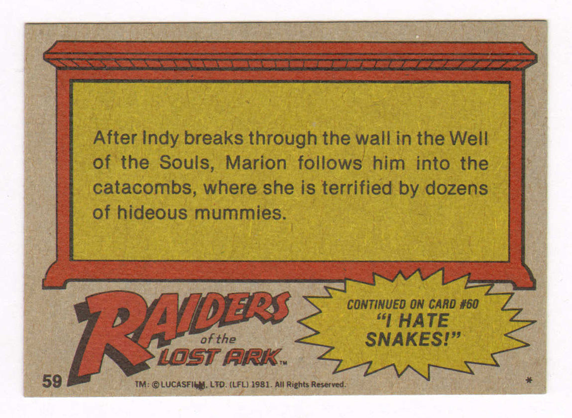 
                  
                    Karen Allen as Marion Ravenwood in Indiana Jones: Raiders of the Lost Ark Signed 1981 Topps Trading Card #59
                  
                