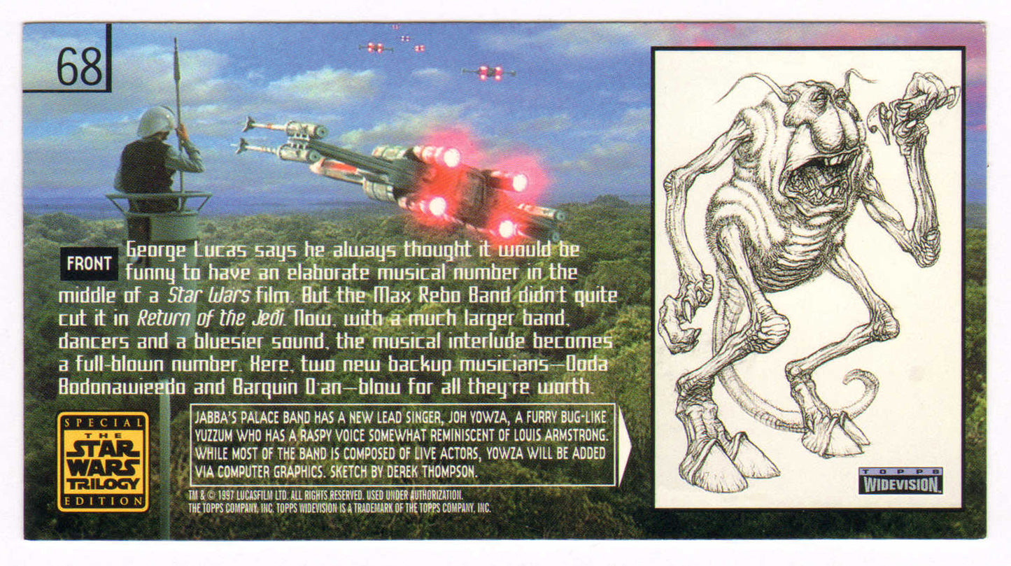 
                  
                    Don Bies as Bith Musician in Star Wars: Return of the Jedi Signed 1997 Topps WideVision Star Wars Trading Card #68
                  
                