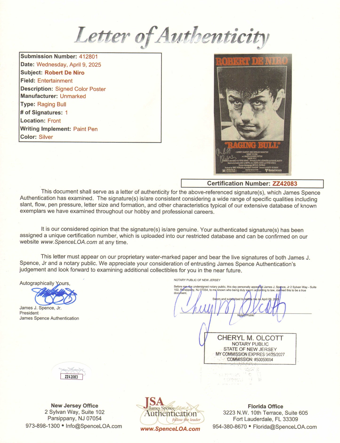 
                  
                    Robert De Niro as Jake LaMotta in Martin Scorsese's Raging Bull Signed 11x17 Mini Poster
                  
                