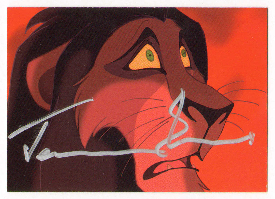 
                  
                    Jeremy Irons as Scar in Disney's The Lion King Signed Skybox Series 2 Trading Card #57
                  
                
