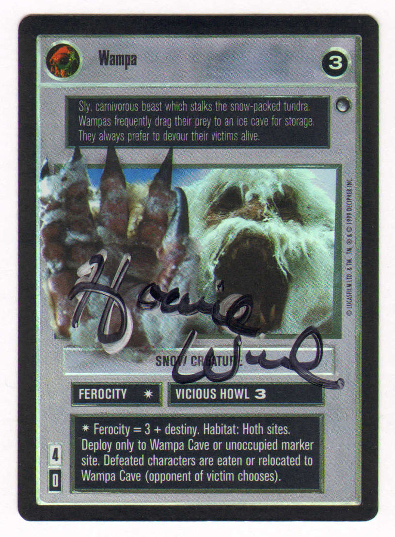 
                  
                    Howie Weed as Wampa in Star Wars: The Empire Strikes Back Signed Star Wars Customizable Card Game #3 Trading Card
                  
                