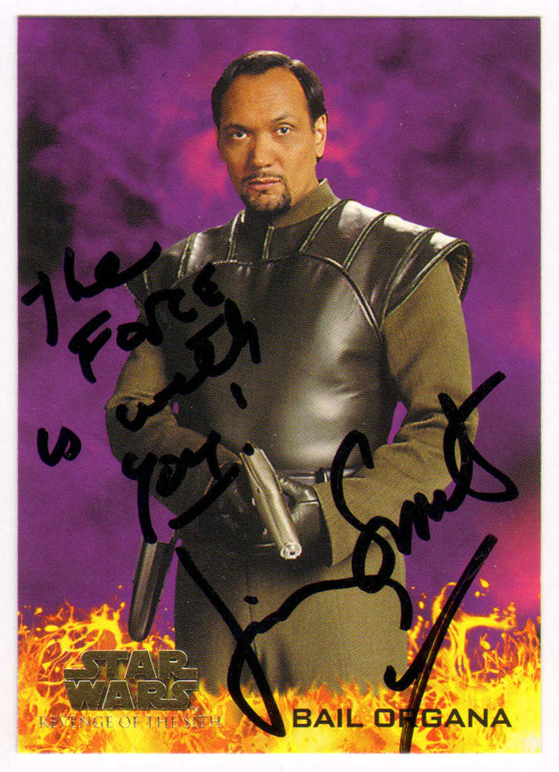 
                  
                    Jimmy Smits as Bail Organa in Star Wars Episode III: Revenge of the Sith Signed 2005 Topps Trading Card #13 with Quote
                  
                