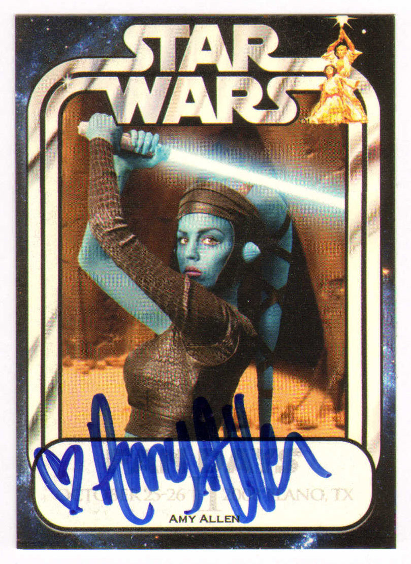 
                  
                    Amy Allen as Aayla Secura in Star Wars Episode III: Revenge of the Sith Signed Official Pix Star Wars Fan Days II Convention Autograph Trading Card
                  
                