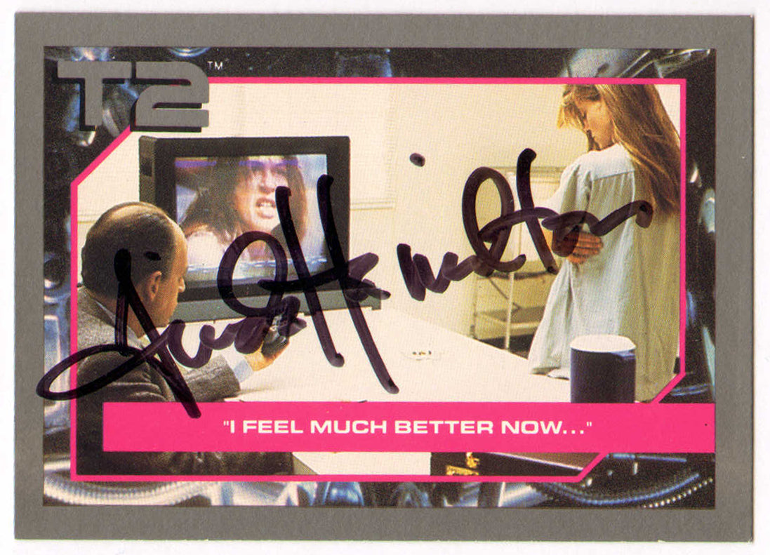 
                  
                    Linda Hamilton as Sarah Conner in Terminator 2: Judgement Day Signed 1991 Impel Trading Card #15
                  
                