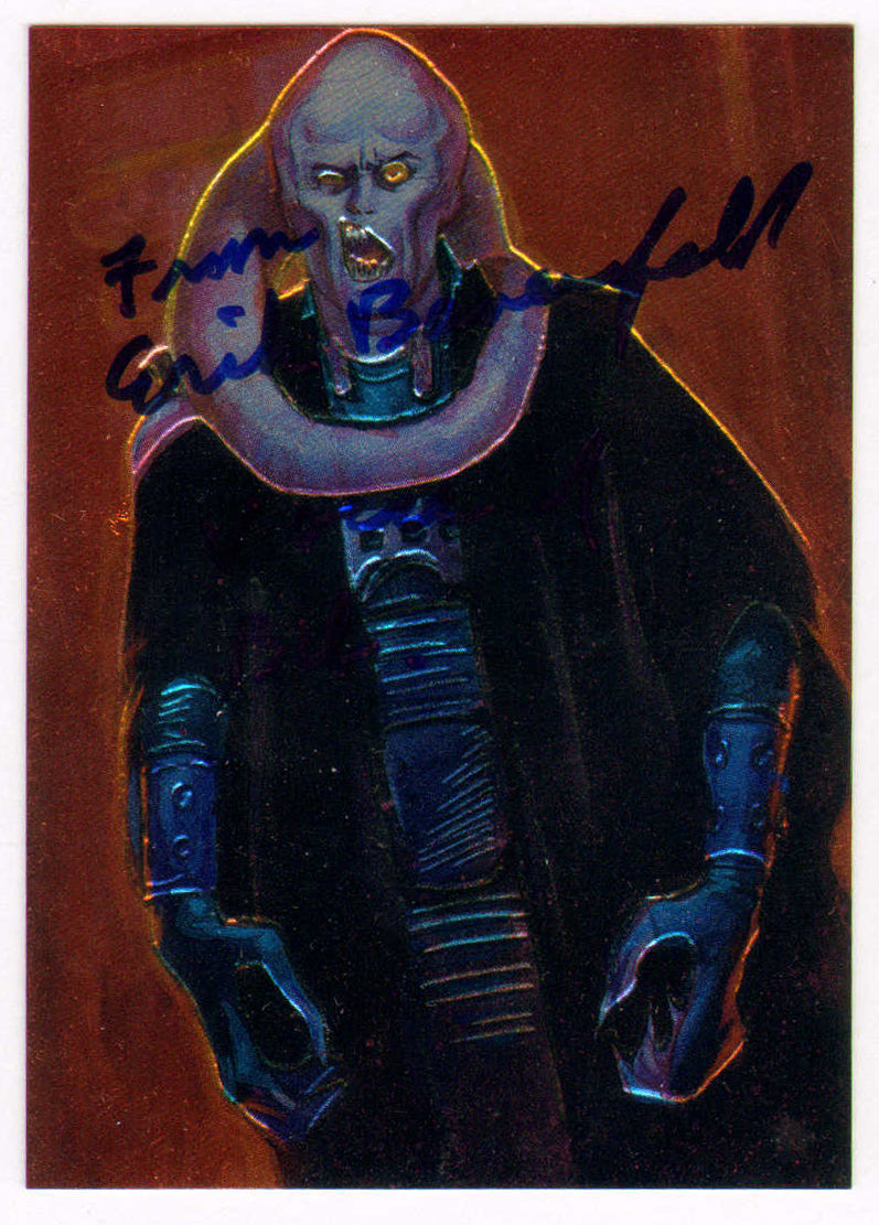 
                  
                    Erik Bauersfeld as the Voice of Bib Fortuna in Star Wars: Return of the Jedi Signed Topps Star Wars Finest Trading Card #74 with Character Name & Quote
                  
                