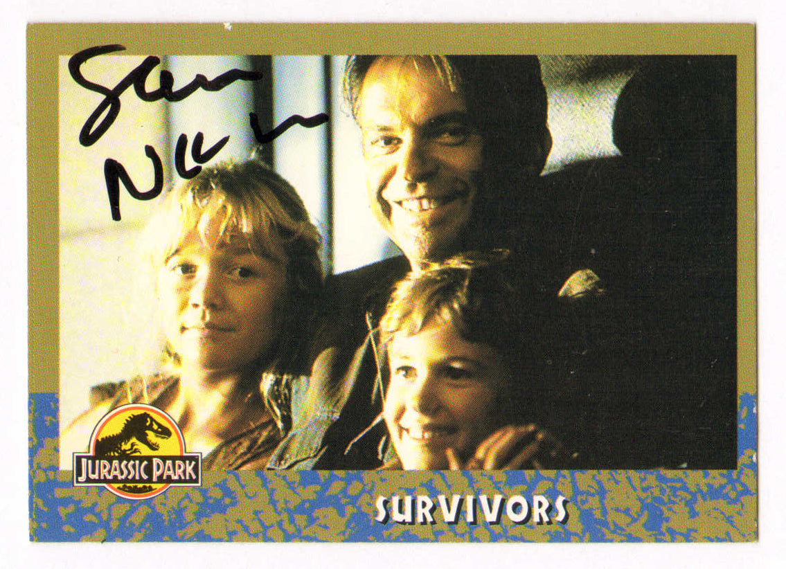 
                  
                    Sam Neill as Alan Grant in Jurassic Park Signed 1993 Topps Jurassic Park Trading Card #70
                  
                