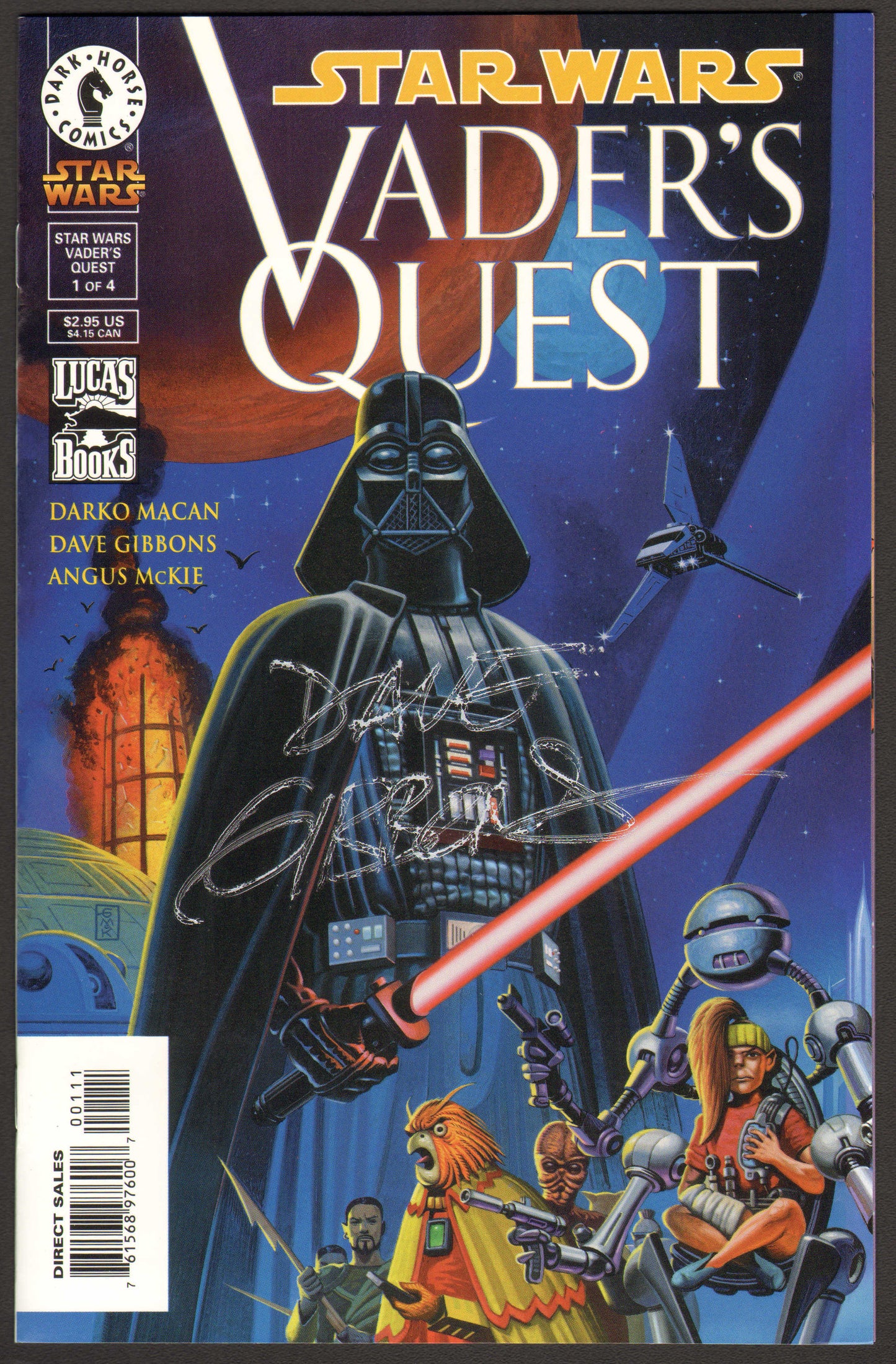 
                  
                    Star Wars: Vader's Quest #1 Comic Book - 1999 Signed by Comic Writer & Artist: Dave Gibbons
                  
                