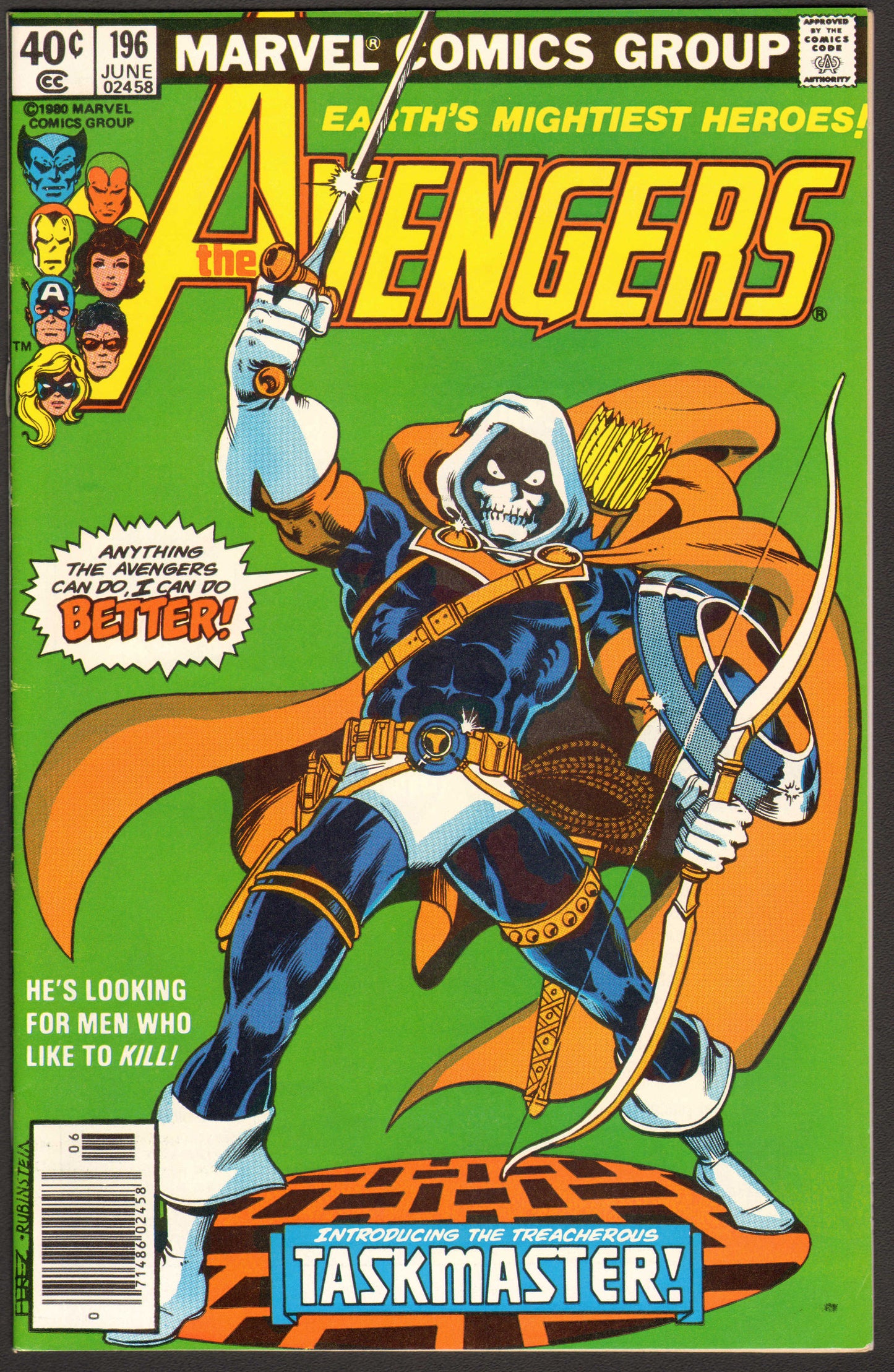 
                  
                    Avengers #196 Comic Book - 1st Appearance of Taskmaster - Key Issue - 1980
                  
                