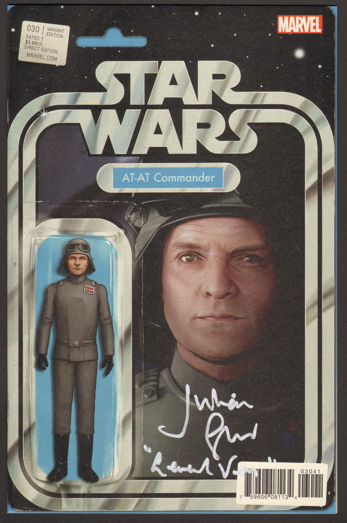 
                  
                    Star Wars #30 Action Figure Variant Comic Book - Signed by Actor Julian Glover as General Veer from Star Wars: The Empire Strikes Back with Character Name
                  
                