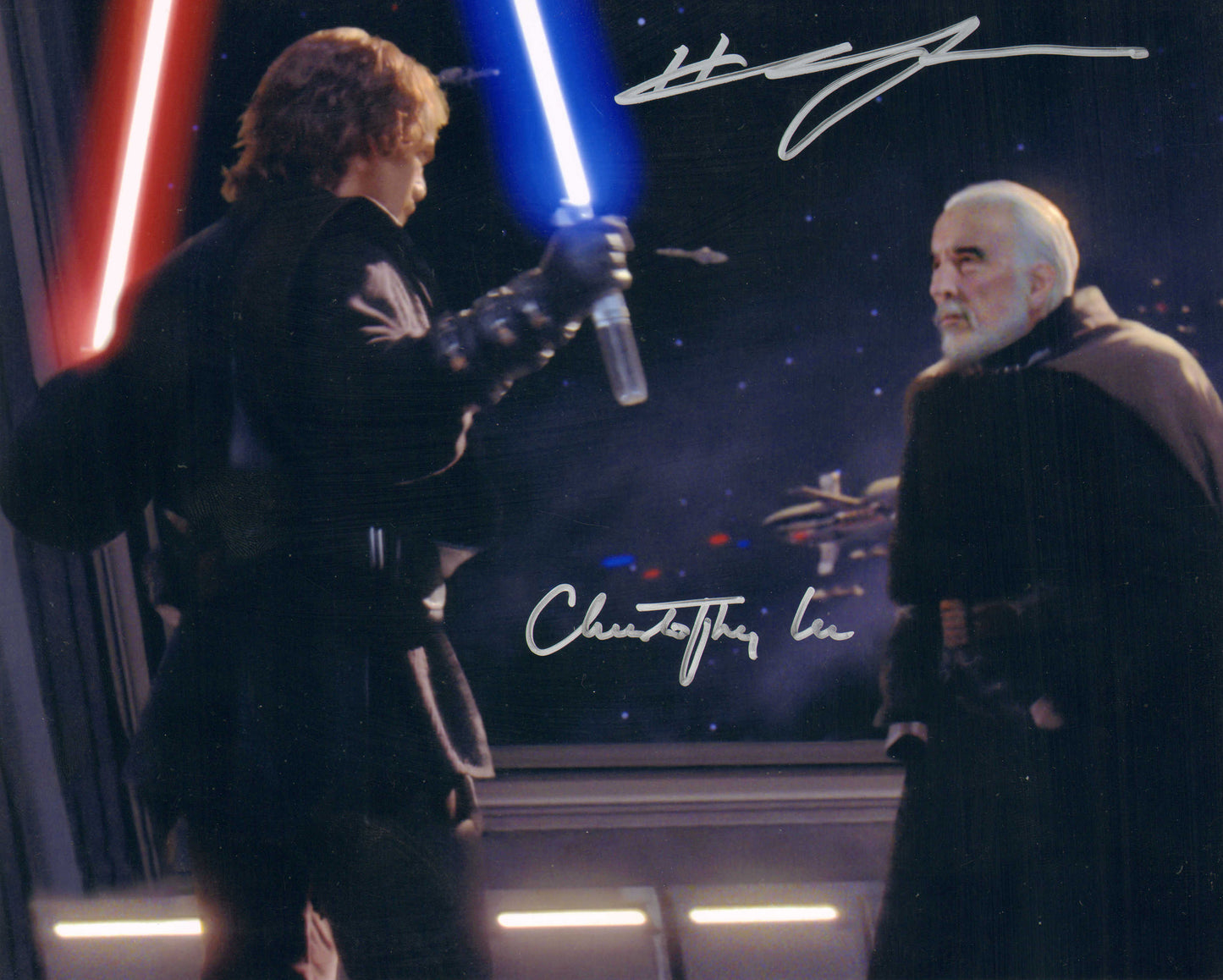 
                  
                    Hayden Christensen as Anakin Skywalker & Christopher Lee as Count Dooku in Star Wars Episode III: Revenge of the Sith Signed 8x10 Photo
                  
                