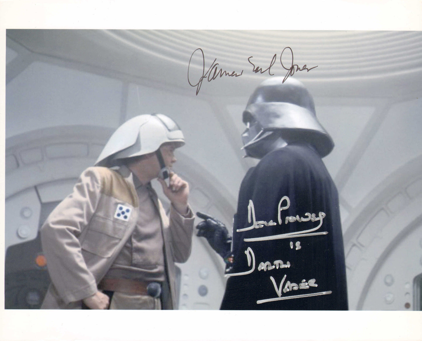 
                  
                    James Earl Jones & Dave Prowse as Darth Vader in Star Wars: A New Hope (Beckett) Signed 8x10 Photo with Character Name
                  
                