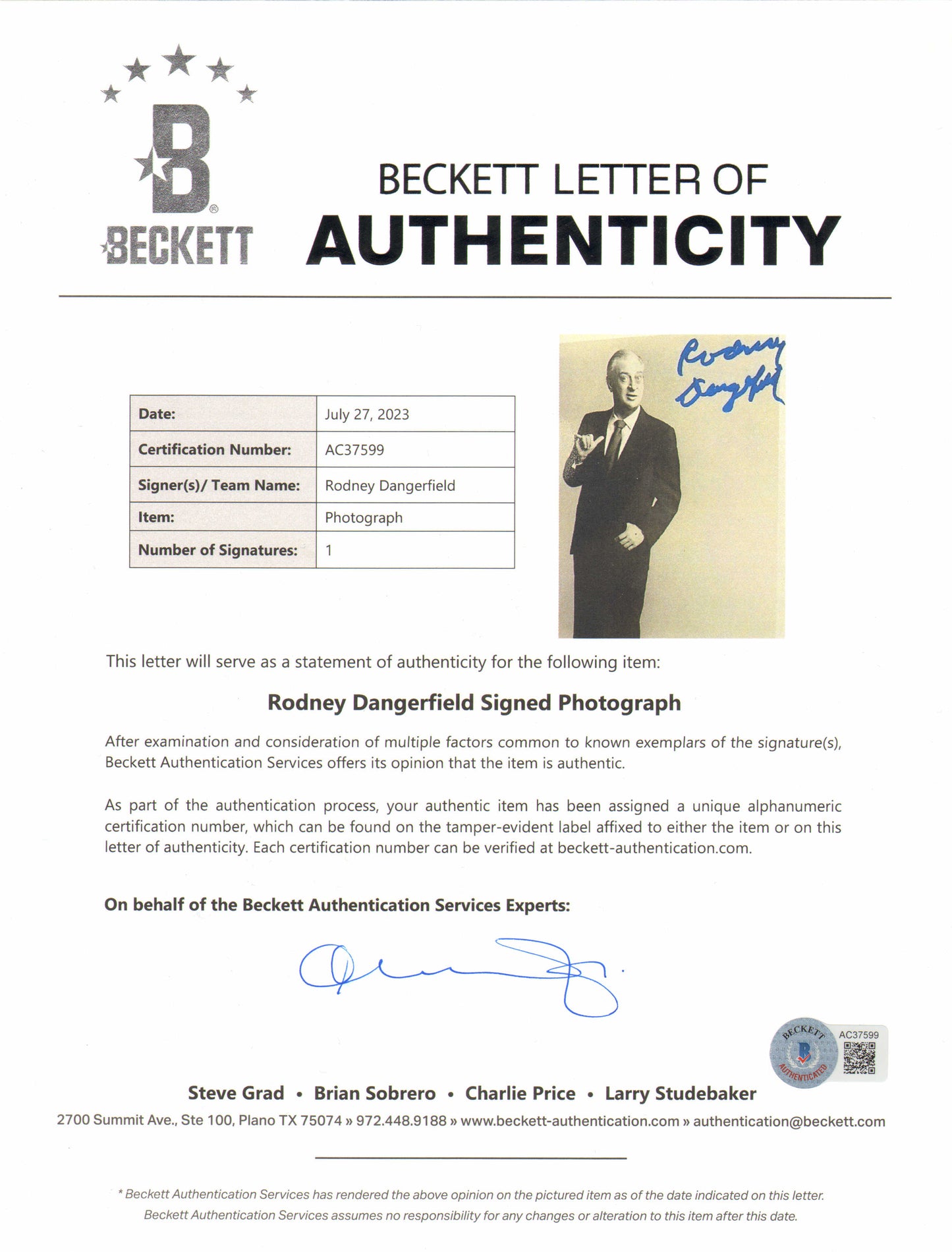 
                  
                    Rodney Dangerfield from Caddyshack Signed 8x10 Photo
                  
                