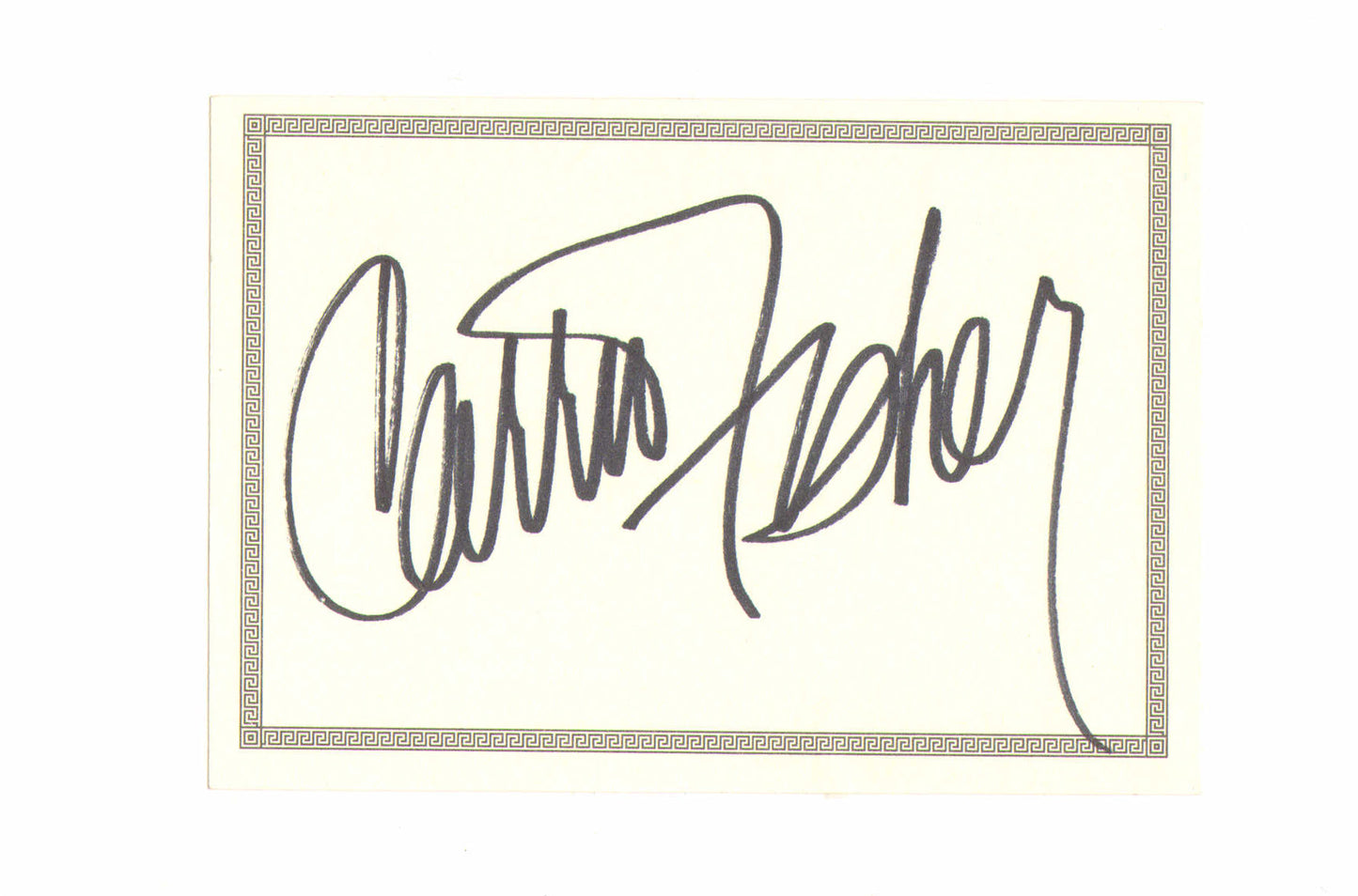 
                  
                    Carrie Fisher Princess Leia from Star Wars Signed 4x6 Book Plate Index Card
                  
                