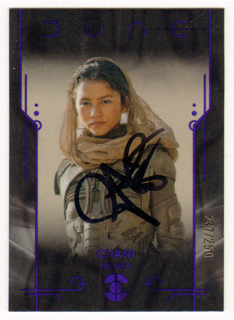 
                  
                    Zendaya as Chani in Dune Signed Topps Chrome Trading Card #2 Limited Edition 237/250
                  
                
