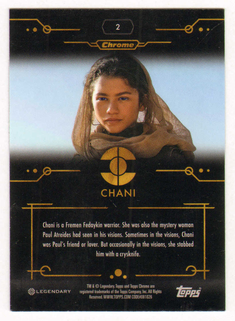 
                  
                    Zendaya as Chani in Dune Signed Topps Chrome Trading Card #2 Limited Edition 237/250
                  
                