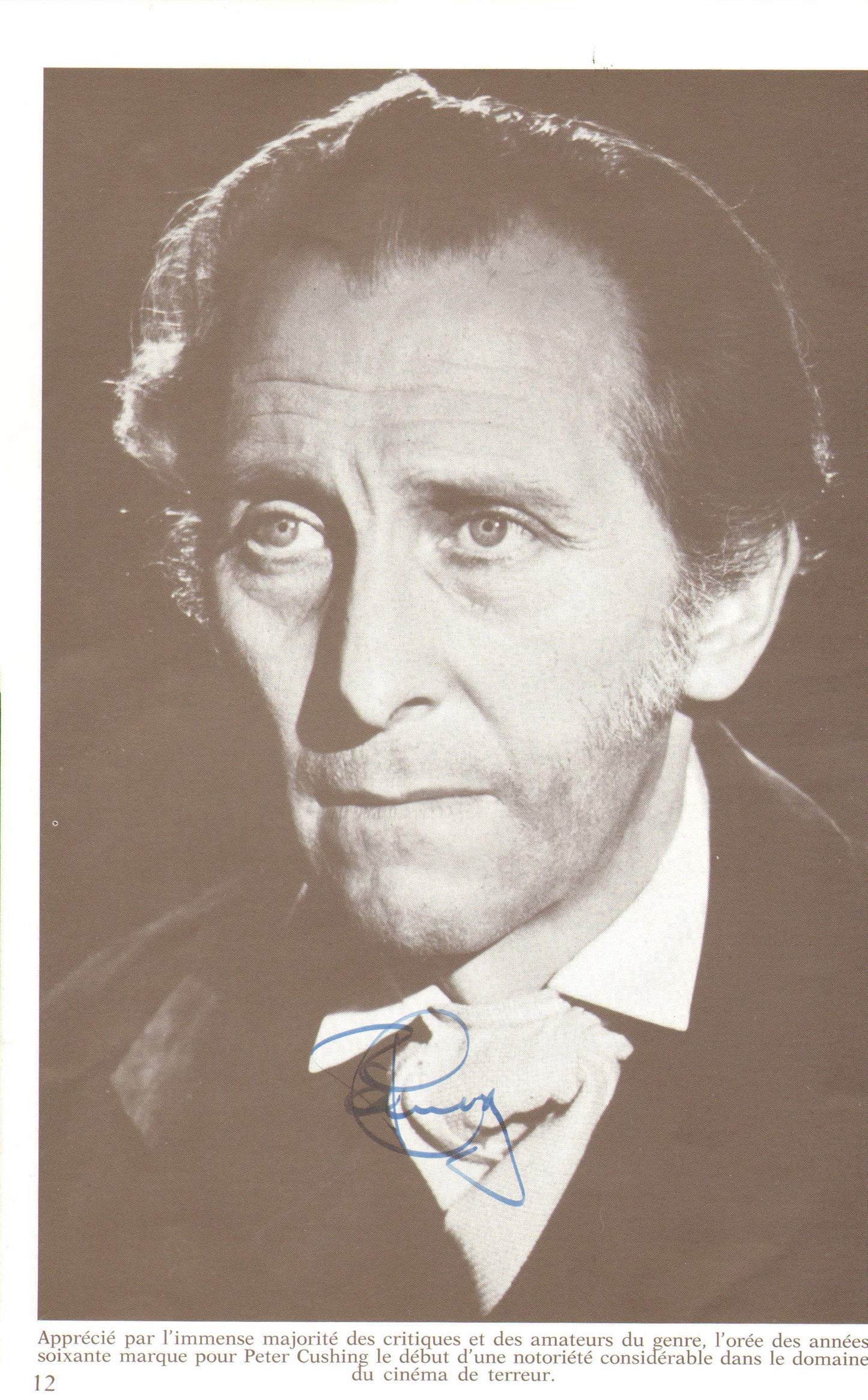 
                  
                    Peter Cushing from Star Wars: A New Hope, Dracula, & Frankenstein Signed Double Sided 6x9.5 French Magazine Page
                  
                