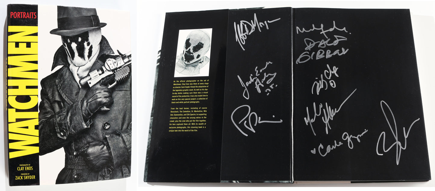 
                  
                    Watchmen Portraits Hardcover Book Cast Signed by Dave Gibbons, Zack Snyder, Malin Ackerman, Mathew Goode, Jeffrey Dean Morgan, Patrick Wilson, Jackie Earle Haley, Carla Gugino, & Billy Crudup
                  
                