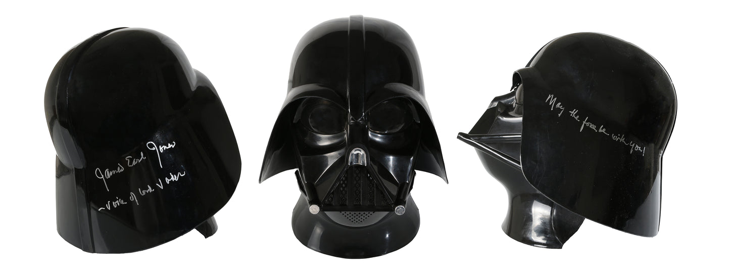 
                  
                    Darth Vader from Star Wars Full Size Prop Replica Helmet Signed by James Earl Jones with Rare 'Voice of Lord Vader' Character Name & MTFBWY Quote
                  
                