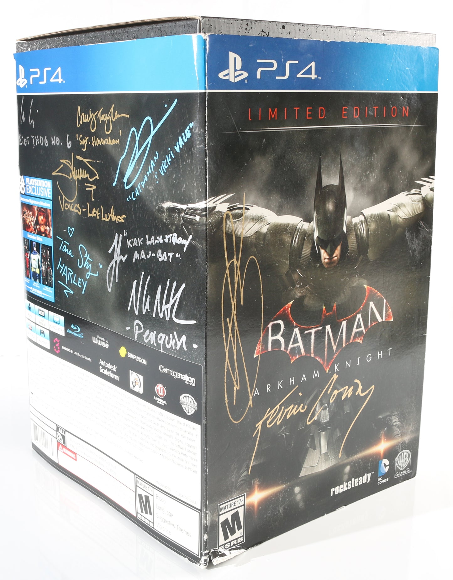 
                  
                    Batman: Arkham Knight Limited Edition PS4 Game Signed by Kevin Conroy, Troy Baker, Loren Lester, Tara Strong, Carlos Alazraqui, Grey DeLisle, Nolan North, Courtenay Taylor, & Keith Silverstein
                  
                