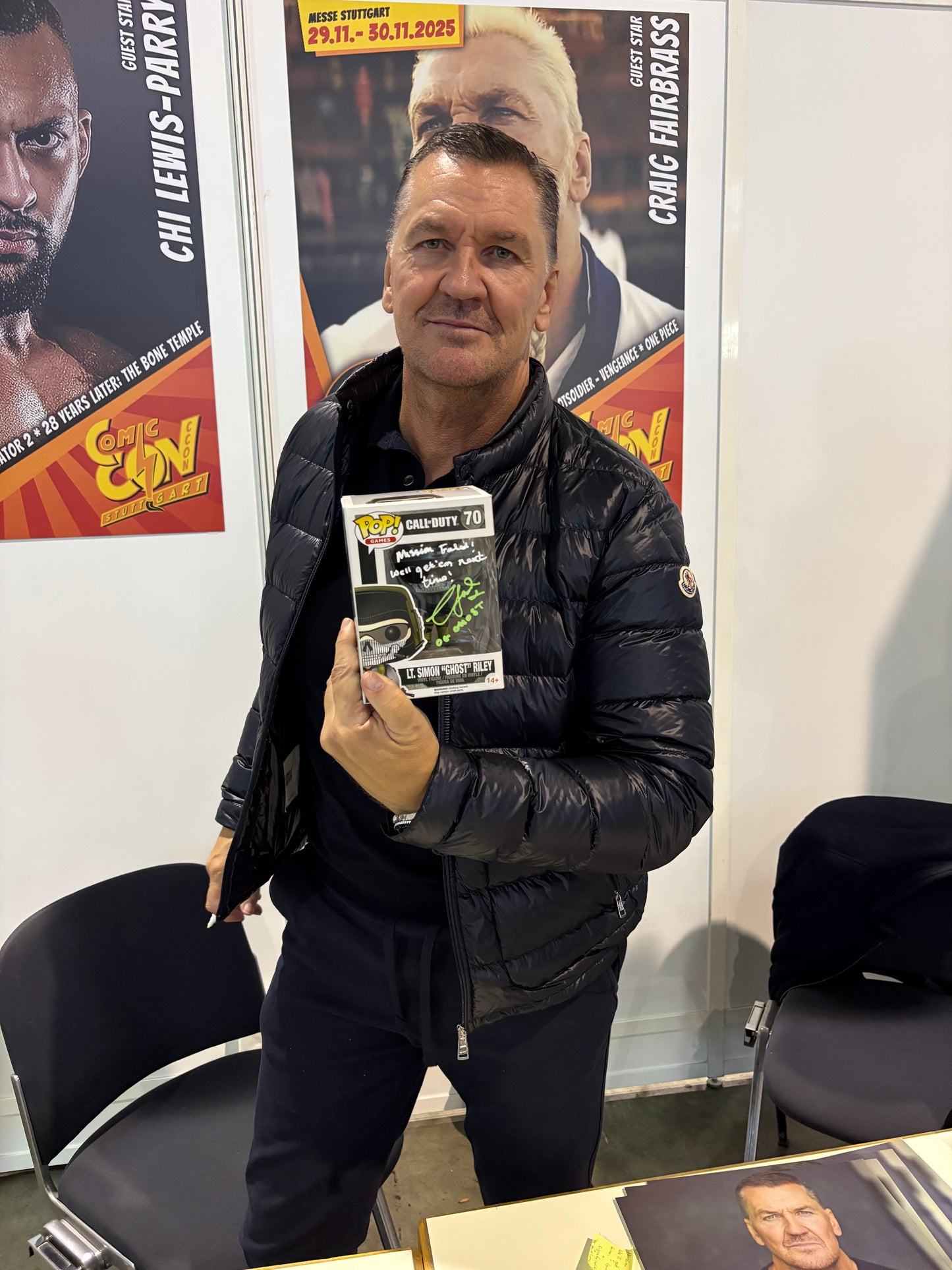 
                  
                    Craig Fairbrass as Lieutenant Simon 'Ghost' Riley in Call of Duty Signed Funko POP! #70 with Character Name & Quotes
                  
                