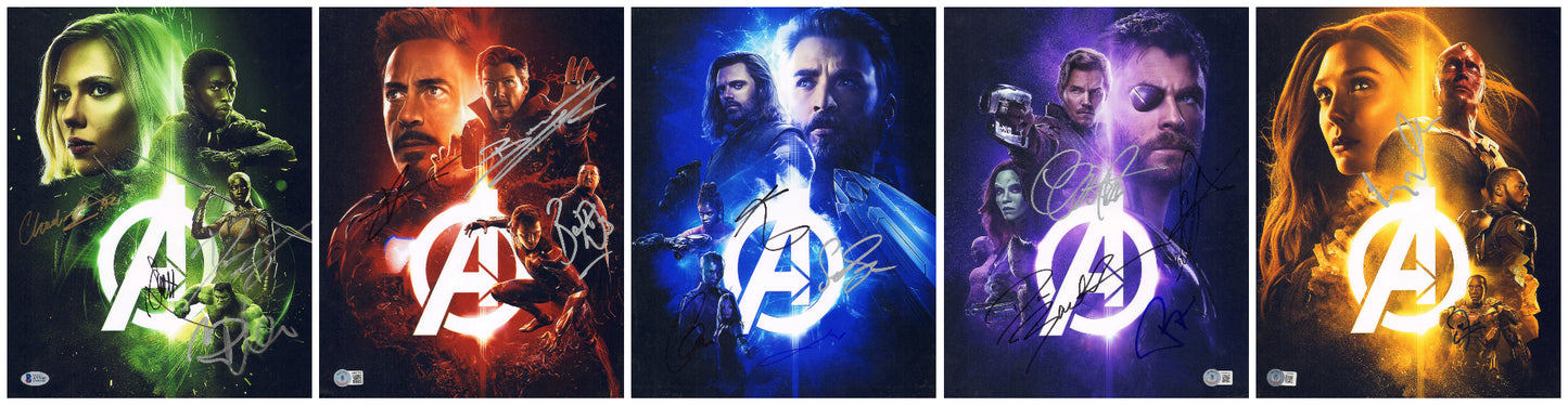 
                  
                    Avengers: Infinity War 11x14 Photos 5pc Set (Beckett) Cast Signed by Chadwick Boseman, Scarlett Johansson, Chris Evans, Tom Holland, Mark Ruffalo, Sebastian Stan, Elizabeth Olsen, Chris Pratt, Benedict Cumberbatch, Chris Hemsworth, Bradley Cooper, & More
                  
                