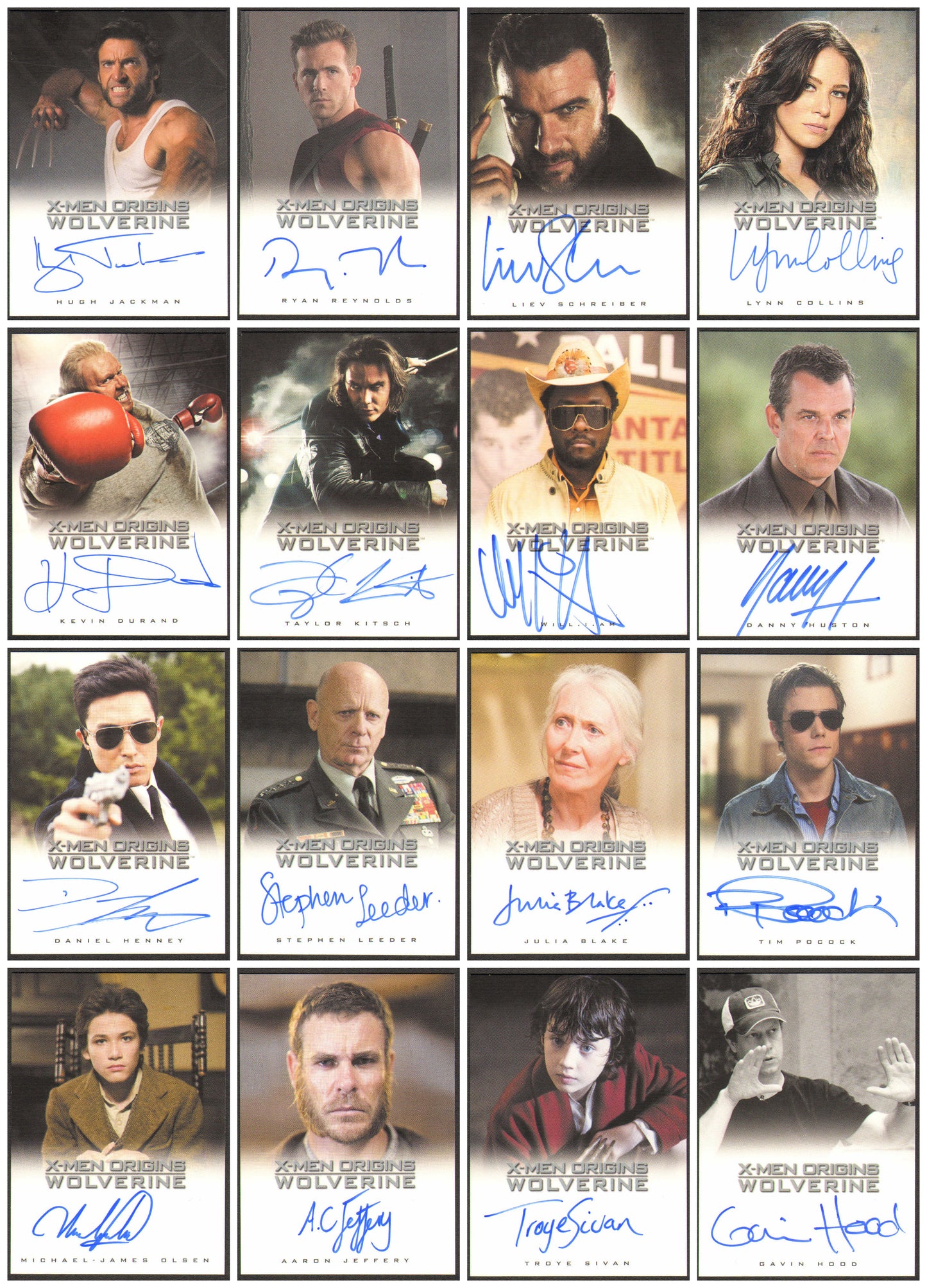 
                  
                    X-Men Origins: Wolverine Rittenhouse Trading Cards 125pc LOT with 16 Cards Signed by Hugh Jackman, Ryan Reynolds, Liev Schreiber, Danny Huston, will.i.am, Lynn Collins, Kevin Durand, Taylor Kitsch, Gavin Hood, & More
                  
                
