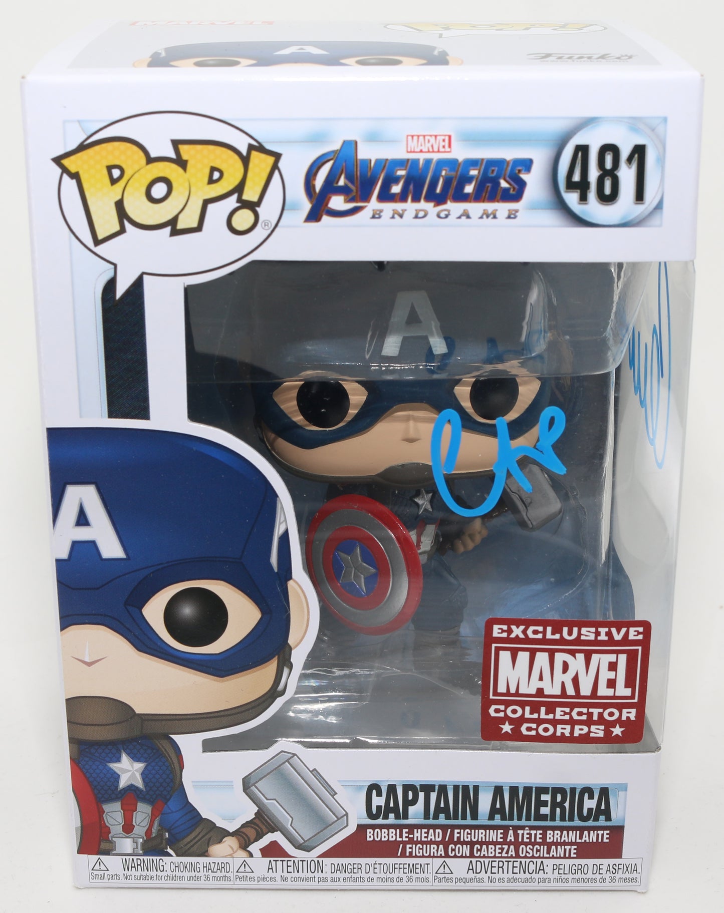 
                  
                    Chris Evans as Captain America in Avengers: Endgame (SWAU) Signed Funko POP! with Character Name
                  
                